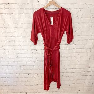 Revolve LAmade V-Neck Short Sleeve Tie Waist Dress Red Size Small NWT